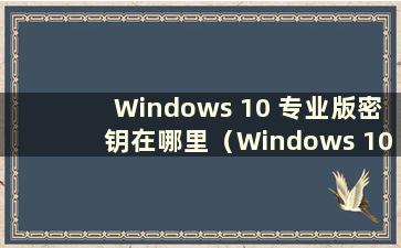 Windows 10 专业版密钥在哪里（Windows 10 专业版密码设置在哪里）